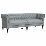vidaXL Chesterfield Sofa, Polstersofa 3-Sitzer mit Stützbeinen, Loungesofa Designsofa für Wohnzimmer, Couch Wohnzimmersofa, Hellgrau S