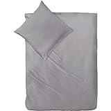 Decoper ® Mako-Satin Bettwäsche aus 100% Baumwolle | Atmungsaktiv & kuschelig weich | Farbe Graphit Grau | 2 teilig - 135 x 200 cm + 80 x 80 cm