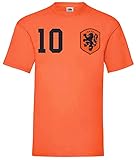 Youth Designz Herren T-Shirt Trikot Niederlande Holland mit Wunschname + Nummer - Orange M