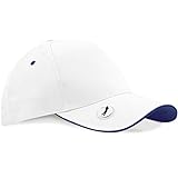 Beechfield Pro-style golf cap with ball marker in White / navy