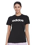 adidas Damen Essentials Linear T Shirt, Schwarz/Weiß, M EU