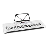 Schubert Etude 255 - LCD Lern-Keyboard, E-Piano mit 61 Tasten, LED-Display, Leuchttasten, 255 Rhythmen, 24 Demo-Songs, Netz- oder Batteriebetrieb, inkl. Percussion Pad, weiß