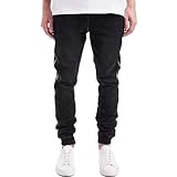 Herren Jeans Mode Kordelzug Elastische Taille Personalisierte Nähte Bedruckte Jeanshose Outdoor Laufen Fitness Jeans M