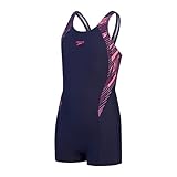 Speedo HyperBoom Splice Badeanzug für Mädchen, Navy/Pink, 7-8 J