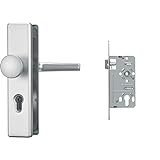 ABUS Tür-Schutzbeschlag KLS114 F1, aluminium, 210327 & Einsteckschloss ESK PZ2 Universal S silber 58393