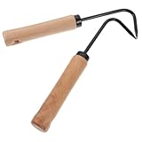 Happyyami 2 Stück Wurzelentferner Unkrautstecher handhaben Gartengrab Grubber Entfernungswerkzeug gartenwerkzeuge gartenarbeit Handhacker aus Metall Bodenlockerer Manganstahl Black
