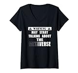 Damen Warning Metaverse - Funny metaverse for artificial intel. T-Shirt mit V-Ausschnitt