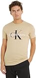 Calvin Klein Jeans Herren T-Shirt Kurzarm Rundhalsausschnitt, Beige (Pale Khaki), L