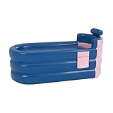 Aufblasbare Badewanne, faltbar, für drinnen und draußen, tragbare Eiswanne, kalte Wanne, mit Kopfstütze, Lendenwirbelstütze, seitliche Aufbewahrungstasche für Erwachsene, Familie, Spa-W
