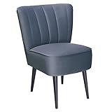 Sallie Sessel in Grau mit Bezug aus edler Samtoptik, gemütlicher Sessel mit hohem Sitzkomfort im Retro-Look