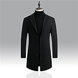 Männer Lässige lange Windjackejacke Single-Breasted Trench Coat Jacket (Color : Black thin, Size : 3XL)