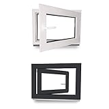 Kellerfenster - Kunststoff - Fenster - innen weiß/außen anthrazit - BxH: 100 x 50 cm - 1000 x 500 mm - DIN Rechts - 3 fach Verglasung - 60 mm Profil