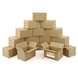 QLOUNI 25 Stück Karton Versandkartons 25,4 x 15,2 x 15,2 cm mittelbraune Kartons Wellpappe Versandverpackungsboxen Mail Medium Paketboxen für Versand Postal