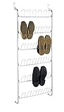 WENKO Tür-Schuhregal, Regal mit 6 Ablagen für bis zu 18 Paar Schuhe zum Einhängen an die Tür, Aufbewahrung und Organisation im gesamten Haushalt, 59 x 151 x 14 cm, verchromtes Metall