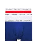 Calvin Klein Herren 3er Pack Boxershorts Trunks Baumwolle mit Stretch, Schwarz ,B-Cool Melon/Glxy Gry/Brn Belt Lg, L, White/Red Ginger/Pyro Blue, L