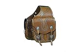 Y&Z Western Leder Satteltasche für Pferde | Reitvergnügen Trail Ride geeignet für Reiten und Fassrennen | Satteltasche mit verstellbarem Riemen | Größe M