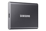 Samsung Portable SSD T7 (MU-PC1T0T/WW), 1TB, USB 3.2 Gen.2, 1.050 MB/s Lesen, 1.000 MB/s Schreiben, externe Festplatte für Mac, PC, Smartphone und Spielekonsole, Metallic Black