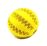 M&N Hundespielzeug Ball unzerstörbar, Hundeball aus Gummi, Kauspielzeug für Leckerli, Durchmesser 8 cm (gelb)