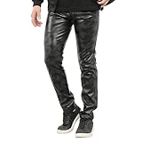 Wetlook Motorradhose Lederhosen Herren Lang Lederjeans Slim Fit Bikerjeans Stretchjeans Motorrad Kunstlederhose Pu Leather Leggings Bikerhose Kunstleder Clubwear Bühnenshow