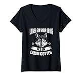 Damen Lieber ein Wolf Odins als ein Lamm Gottes | Wikinger T-Shirt mit V-Ausschnitt