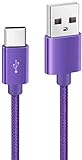 Ladekabel für Samsung Galaxy S8, S9, S10, Note 9 10, USB Typ C [3,1 Ampere Schnellladung] Premium Nylon geflochtenes Ladegerät Datenkabel [USB 3.0] (1 Meter, lila)