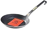 TURK Eisenpfanne Bratpfanne Pfanne mit Stiel freiform HANDGESCHMIEDET ohne Beschichtung 32 cm - Ideal auch für Feuerstelle und Grill