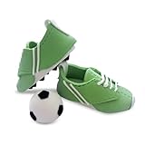 Bombasei Handgefertigte Fondantdeko Fussball Schuhe in Grün mit Schnürsenkel & Nähten als Detail 107g, Fußball Tortendeko für Geburtstage