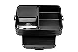 Mepal Bento-Lunchbox Take A – Brotdose mit Fächern, geeignet für bis zu 4 BZW. 8 Butterbrote, TPE/pp/abs, 0 mm (Black Edition, 1500 ml)