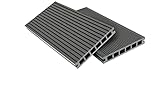 WPC Terrassendielen Top Line Dielen - Komplett-Set Hellgrau | 15 m² (3m x 5m) Holz-Brett Dielen | Boden-Fliesen + Unterkonstruktion & Clips | Balkon Boden-Belag + rutschfest + witterungsbeständig