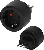 Brennenstuhl Reisestecker/Reiseadapter (Reise-Steckdosenadapter zum Anschluss elektrischer Geräte mit Schutzkontakt Stecksystem in Ländern mit italienischem Stecksystem) schw