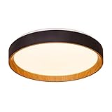 Alpinaluz LED-Deckenleuchte, 30 W, Ø 40 cm, CCT-Licht, 3000 K, 4000 K, 6000 K, modernes Design, Gehäuse aus robustem Polycarbonat, mit schwarzer Seite und innen in Holzoptik, für Wohnzimmer,