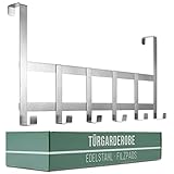4smile Türgarderobe zum Einhängen – [Edelstahl] Türhakenleiste mit 6 x Türhaken und [Filzpads als Oberflächenschutz] - Funktionale Kleiderhaken für Tür und Schranktür