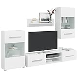 Hommdiy Fünfteilige Wohnwand TV-Schrank mit LED-Beleuchtung Weiß