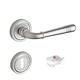 Beschläge Hamburg | Art deco Türgriffe/Türbeschlag für Innentüren | Emily ART 70-07Z MMN BB | Türdrücker/Türklinken für Zimmertüren | Buntbart Rosetten ø 52 x 9 mm in matt vernick