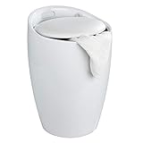 WENKO Badhocker Candy Weiß, schöne Sitzgelegenheit, Hocker mit Stauraum für das Badezimmer und Wohnzimmer, integrierter Wäschesammler, ABS-Kunststoff, BPA-frei, Fassungsvermögen 20 L, Ø 36 x 50,5 cm