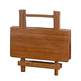 MITLOW Tragbarer Faltbarer Tisch, Platzsparender Drop-Leaf-Esstisch Für Die Küche, Bambus-Beistelltisch Für Couch, Küche, Wohnzimmer Und Schlafzimmer