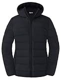 Wantdo Damen Winterjacke Übergröße Warme Winddicht Parka Puffer Jacke Schwarz 54-56