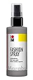 Marabu 17190050078 - Fashion Spray grau 100 ml, Textilsprühfarbe, m. Pumpzerstäuber, für helle Textilien, weicher Griff, einfache Fixierung, waschbeständig bis 40°C, tolle Effekte auf Stoff