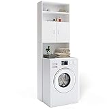 Casaria Waschmaschinenschrank 195x63x20cm 2 Türen Badschrank Hochschrank Badezimmer Waschmaschine Überbau Bad Regal Weiß