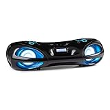 auna Spacewoofer DAB Boombox mit CD-Player mobiler Lautsprecher, Musikbox, 40 Watt, UKW-Radio, DAB+, Bluetooth, USB, AUX IN, LED-Lichteffekte, Netz- oder Batteriebetrieb, inkl. Fernbedienung, schwarz