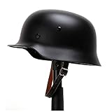 WW2 Deutscher Stahlhelm M35, Taktischer Helm mit Lederfutter Kinnriemen geeignet Kopfumfang 56~60cm für Airsoft Paintball Cosplay