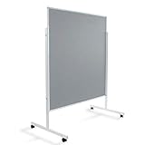 Certeo Filz-Moderationstafel | Klappbar | Mit Rollen | HxB 150 x 120 cm | Grau | Whiteboard Tafel Filztafel