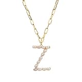 KJHFD Jewelry Perlen-Initiale für Frauen und Mädchen, großer großer Buchstabe – Büroklammer-Kette, Alphabet-Anhänger, Schmuck, Geschenk Jewelry for G