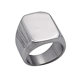 Banemi Ring Mann, Männer Ringe Personalisierte Silber Quadrat Edelstahl Partnerringe Ehemanngeschenk Größe 57 (18.1)