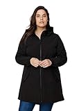 Zizzi Damen Große Größen Softshell Jacke mit Kapuze und Reißverschluss Gr 50-52 Schwarz
