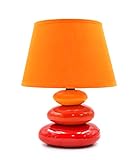 Tischlampe'Lina' / Tischleuchte/Nachttischlampe/Nachttischleuchte/Leuchte aus Keramik mit 3 Steinen (orange)