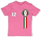 Baby T-Shirt Mädchen Jungen - 2024 Fussball EM Fanartikel - 12. Mann Italien Emblem - 6/12 Monate - Pink - fußball Fan zur Fussball-Europameisterschaft wm Europameisterschaft Europa Kinder fu B