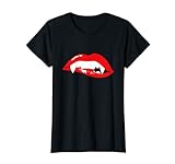 Damen Vampir T-Shirt - Halloween Sexy Mund Lippen Zähne Geschenk T-Shirt