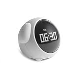 cakunmik Creative Expression Elektronische Uhr, Elektronische Uhr auf dem Bett Multifunktionale elektronische Uhr Elektronischer Wecker mit Einstellbarer Lautstärke,Weiß