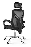 Hbada Bürostuhl ergonomischer Drehstuhl mit hoher Rückenlehne Schreibtischstuhl mit verstellbare Kopfstütze und Armlehnen Schwarz